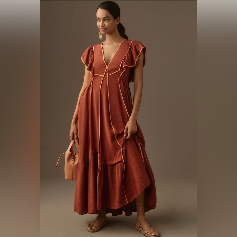Anthropologie The Mimi Dress Flutter-Sleeve in Small Petite